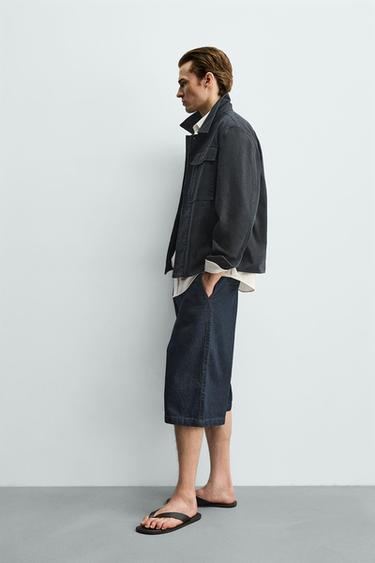 RELAXED FIT DENIM JORTS - Blue by Zara - Image 3