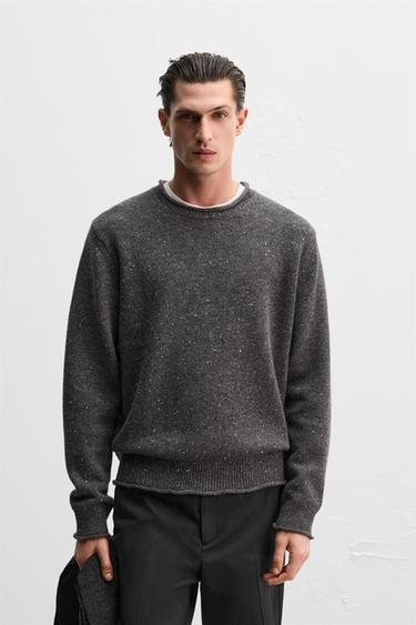 FLECKED WOOL SWEATER - Anthracite Grey by Zara