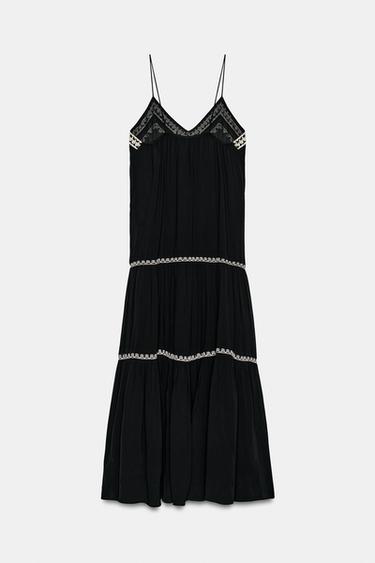 ROBE LONGUE BRODERIES ZW COLLECTION - Noir / Blanc de Zara - Image 6