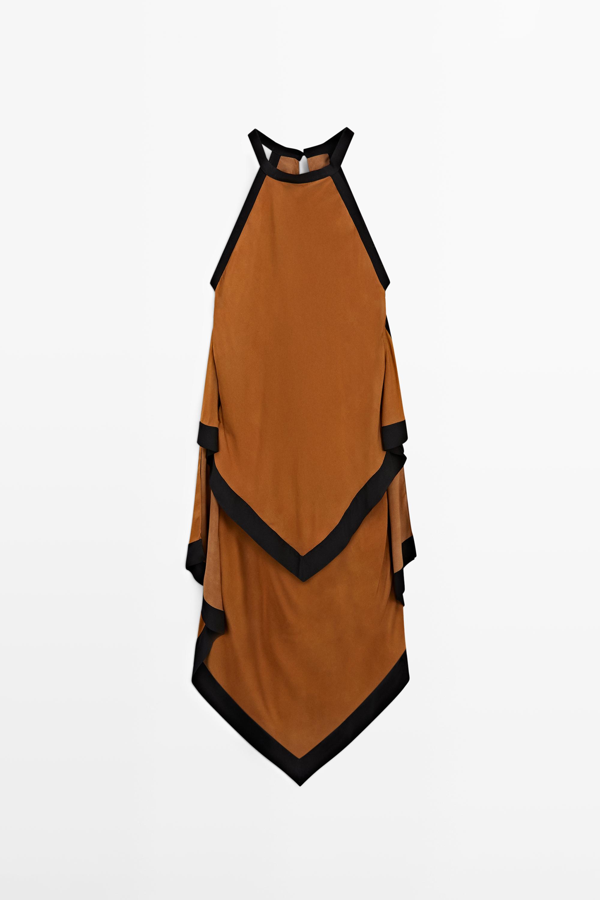 Midi dress with contrast layers — Light brown