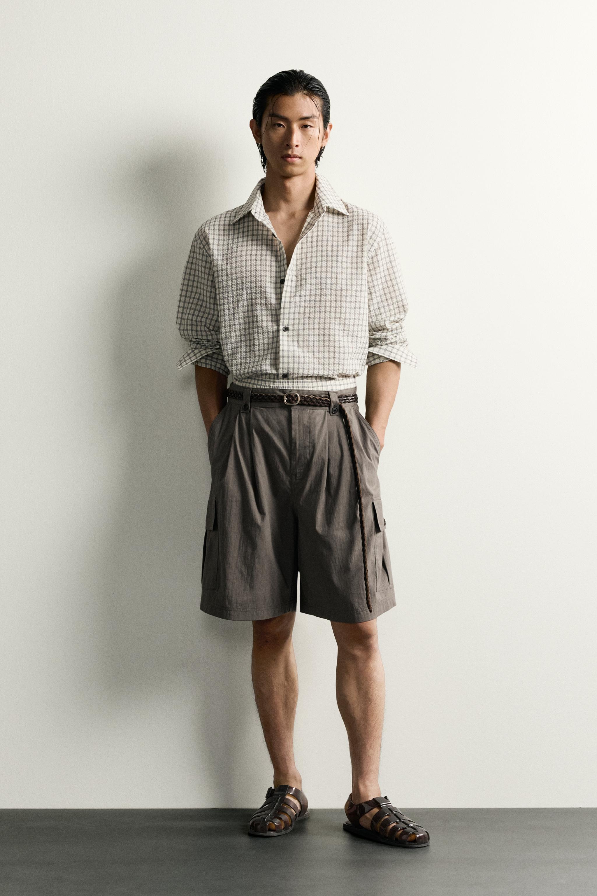 ZARA⭐︎チェックジャケット&スラックスセットアップ＋⭐︎シャツ チェック柄リラックスフィットシャツジャケット - ホワイト/ブラック