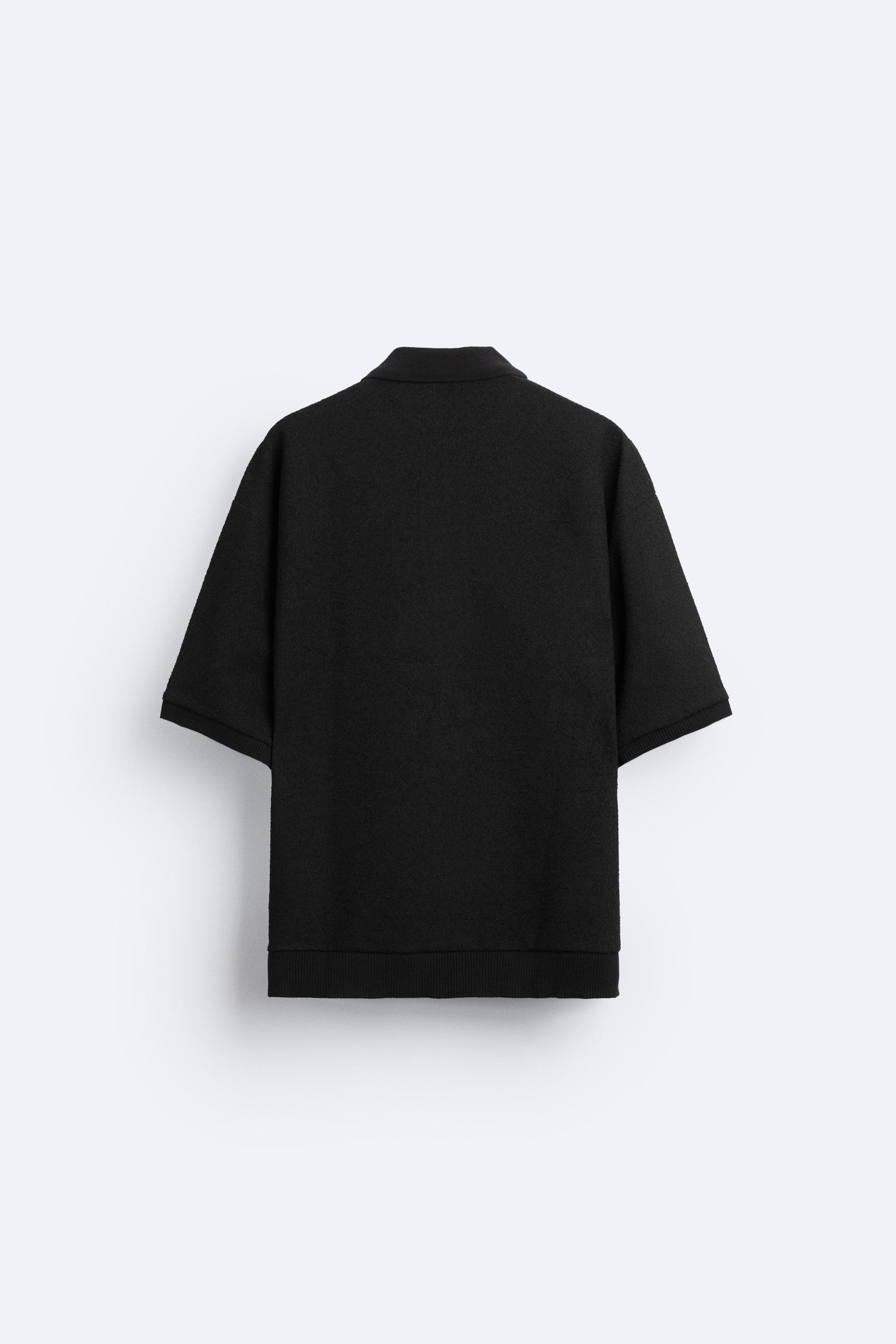 TEXTURED OVERSIZE POLO SHIRT - Black | ZARA New Zealand