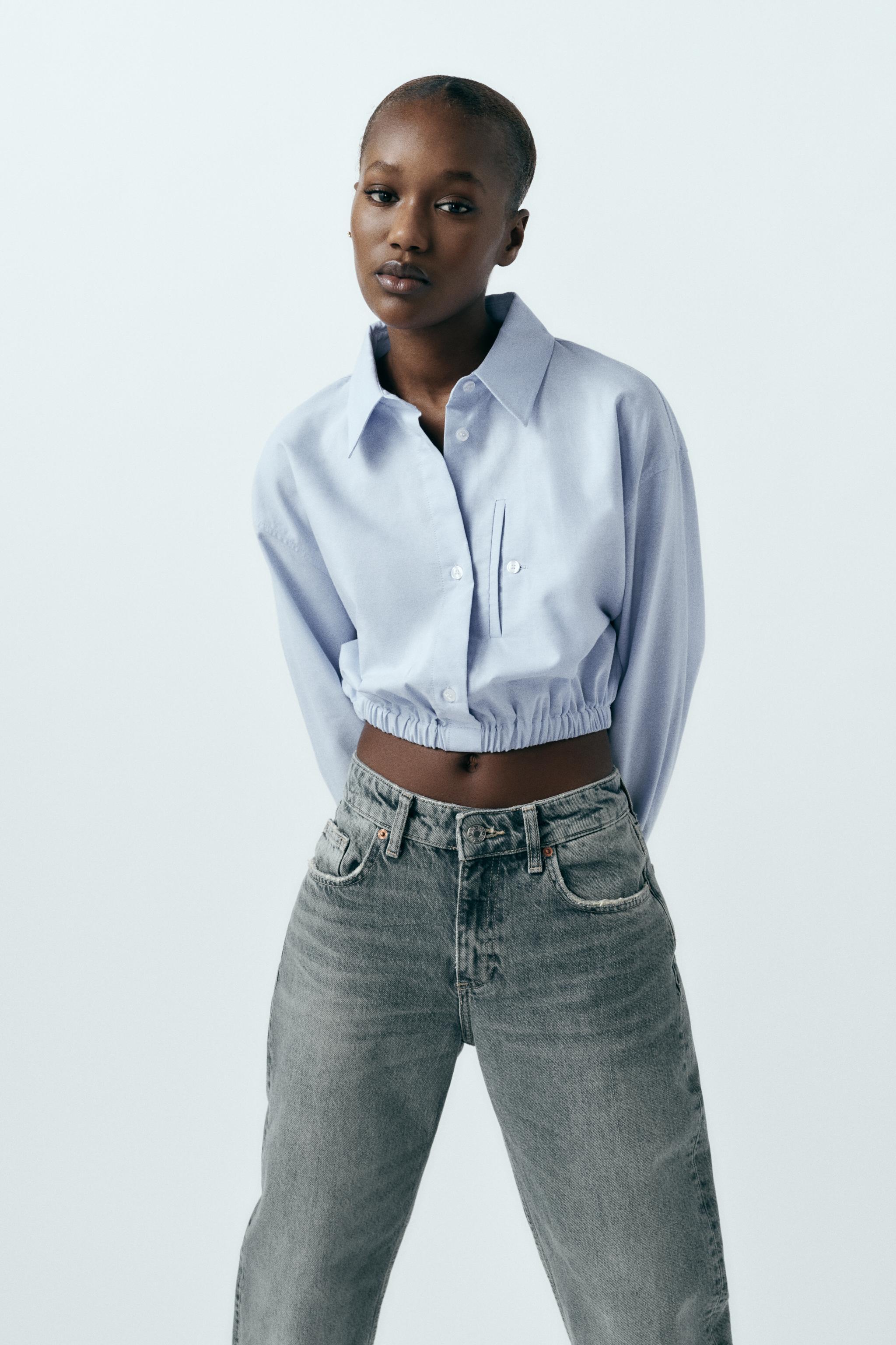 Zara blue hotsell shirt women's