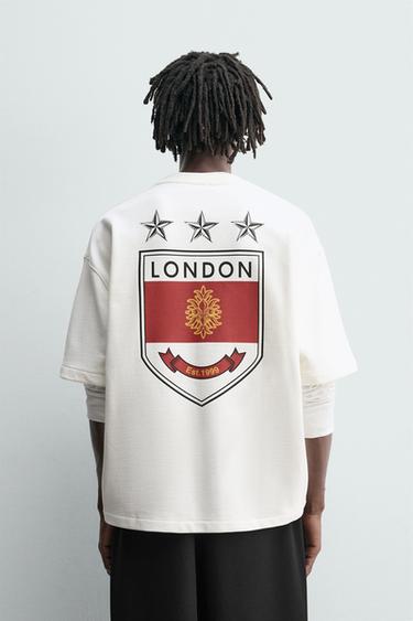 Zara 盾牌印花運動衫 - 白色