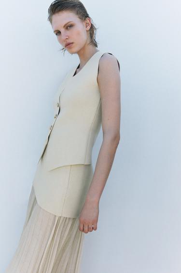 PLAIN KNIT WAISTCOAT TOP - Mid-ecru by Zara - Image 2