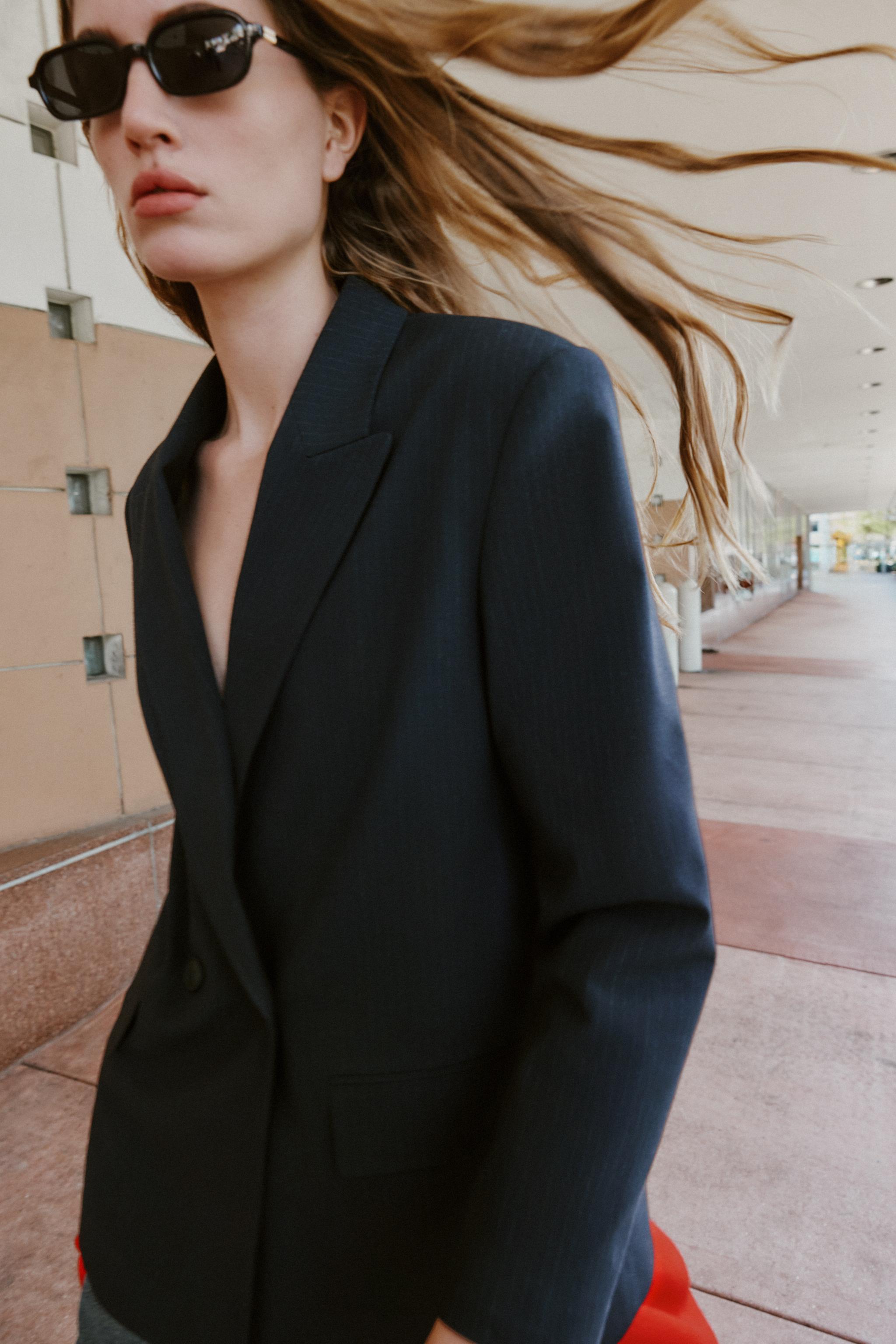 OVERSIZE DOUBLE-BREASTED BLAZER — striped