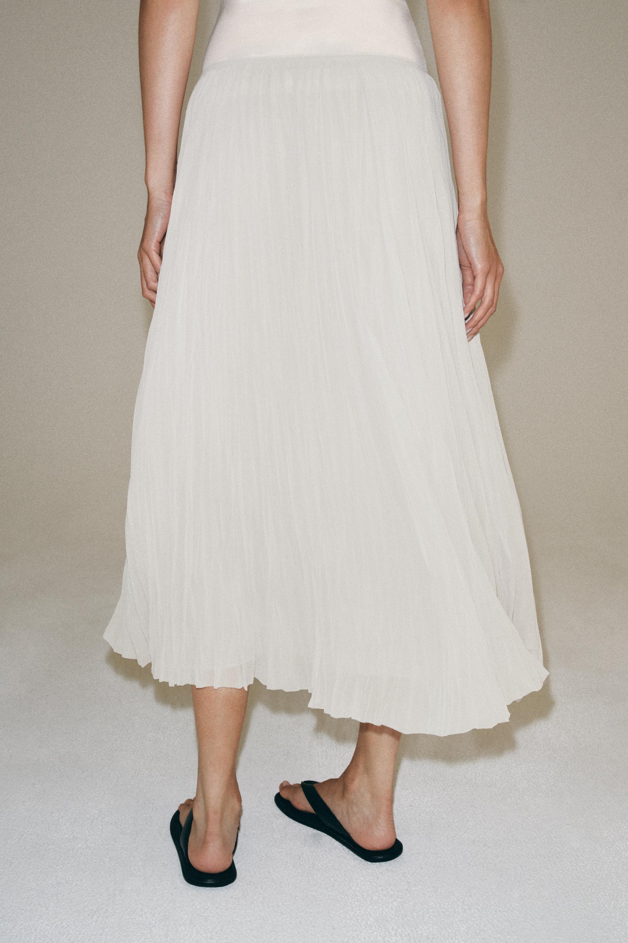 Zara ZW COLLECTION PİLİLİ MİDİ ETEK görsel 3
