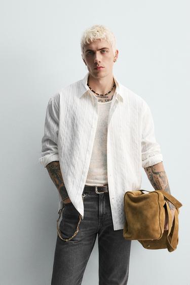 Zara FLOWY STRIPED SHIRT - White