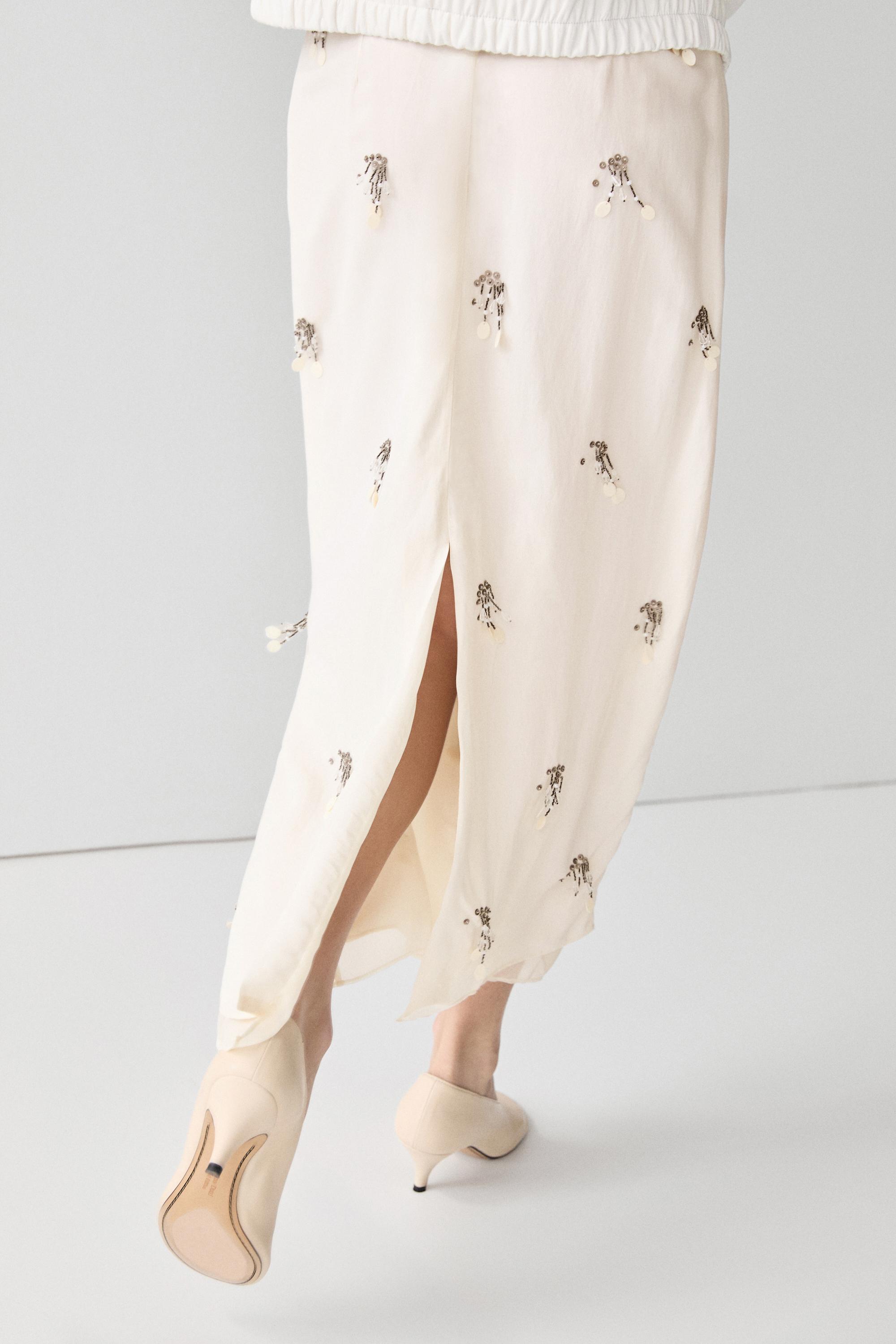 Midi skirt with beading