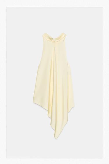 SATIN HALTER TOP - Light yellow by Zara