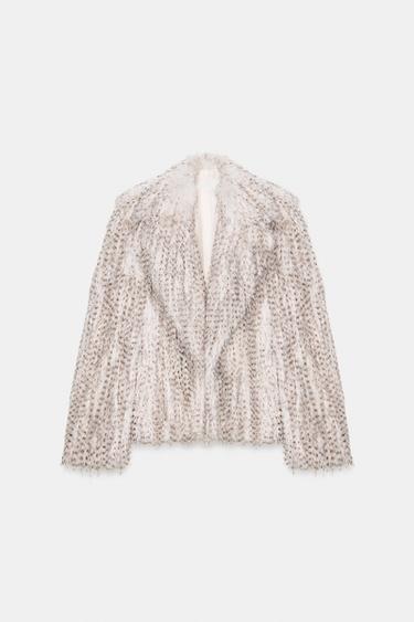 SHORT FAUX FUR COAT - Ecru / Marl by Zara
