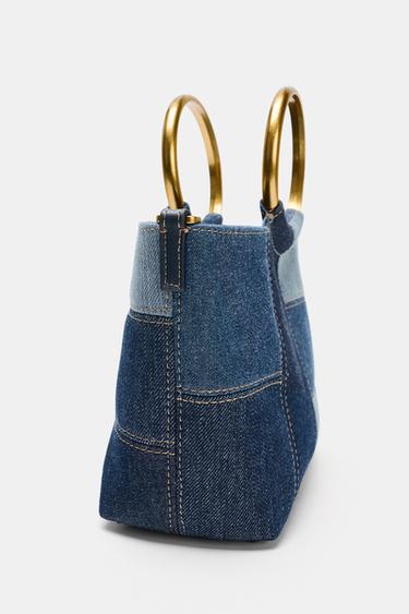 PATCHWORK MINI BUCKET BAG - Denim Blue by Zara - Image 4