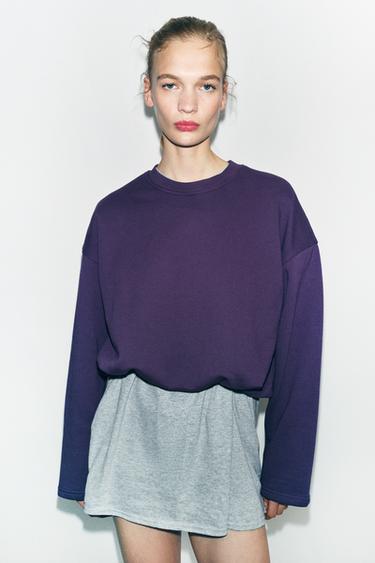 GATHERED CROPPED SWEATSHIRT - Purple by Zara - Image 2
