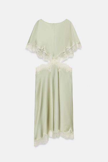 ZW COLLECTION LACE CUT-OUT DRESS - Sea green by Zara - Image 7