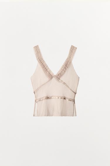 TOP STYLE LINGERIE BOUTONS - Rose craie de Zara - Image 5