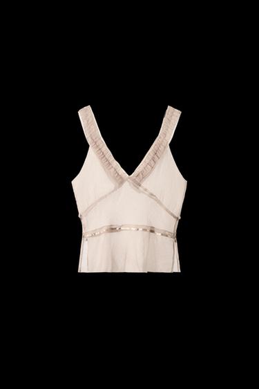 Zara BUTTON CAMISOLE TOP - Chalk pink - Image 0