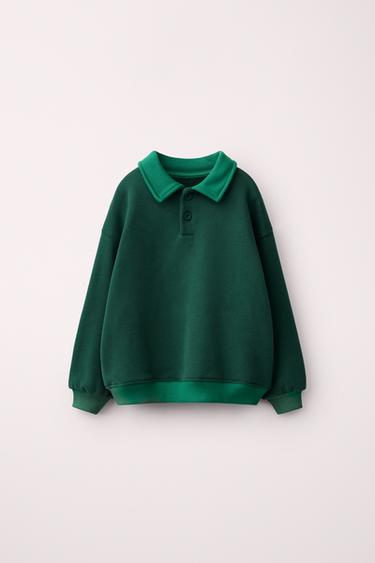 SUDADERA CUELLO POLO CREATED BY CARAMEL LONDON X ZARA - Verde de Zara