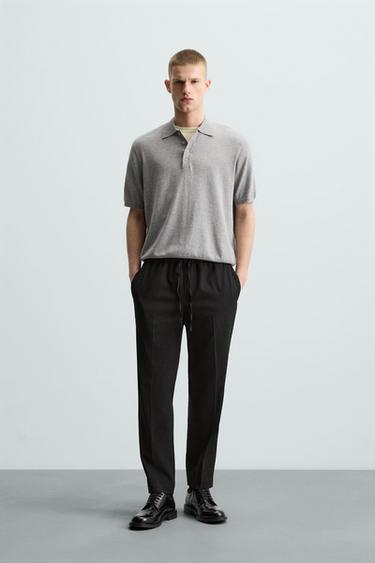 Zara COMFORT JOGGER-WAIST PANTS - Black