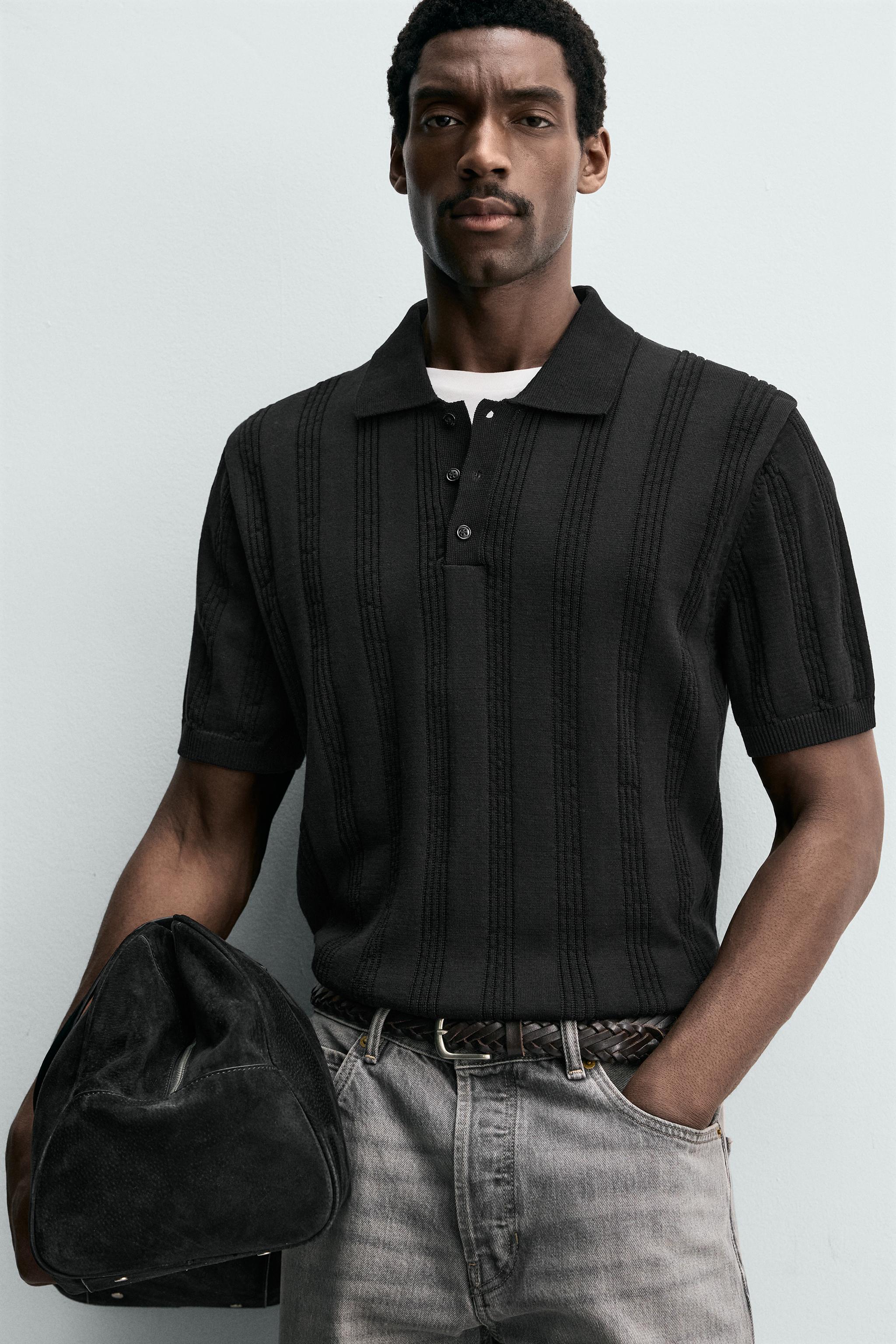 REGULAR FIT KNIT TEXTURED POLO