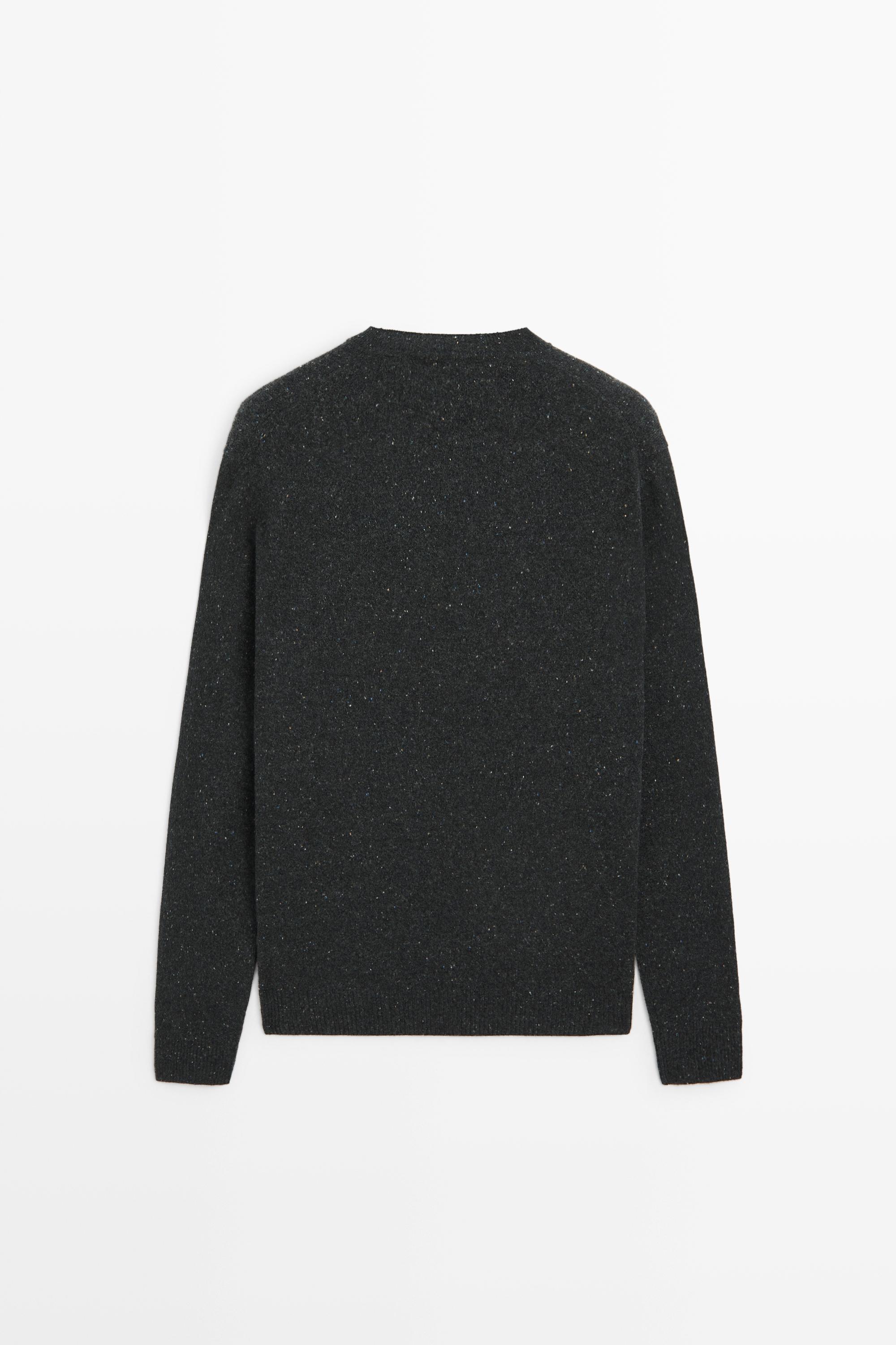 Wool-blend round neck knit sweater