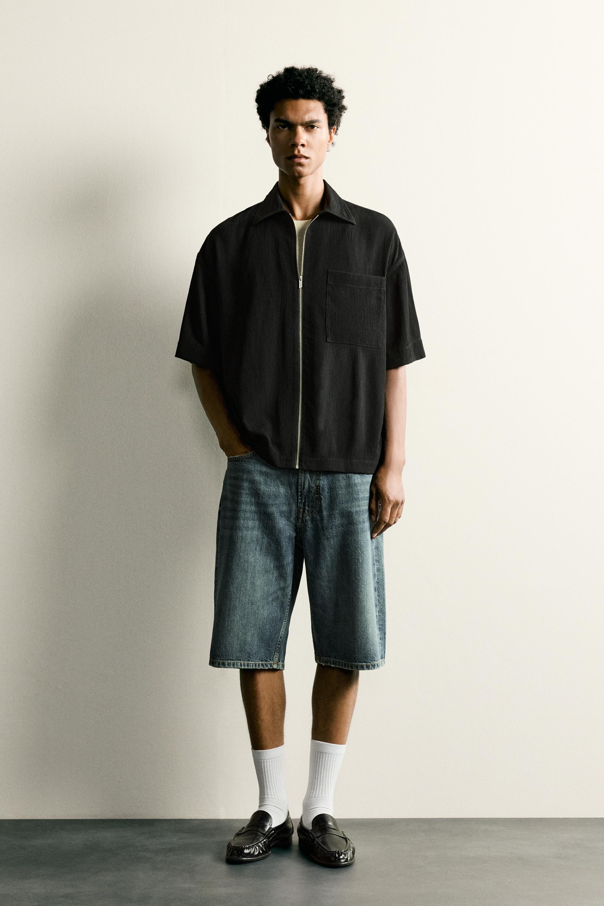 リラックスフィット テクスチャーシャツ - ブラック | ZARA Japan / 日本