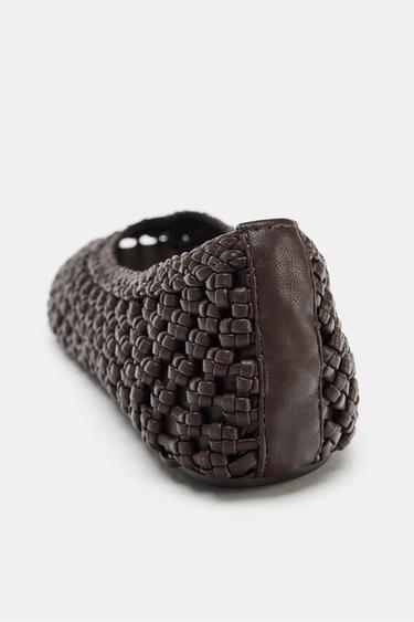 BRAIDED BALLET FLATS - Brown by Zara - Image 4