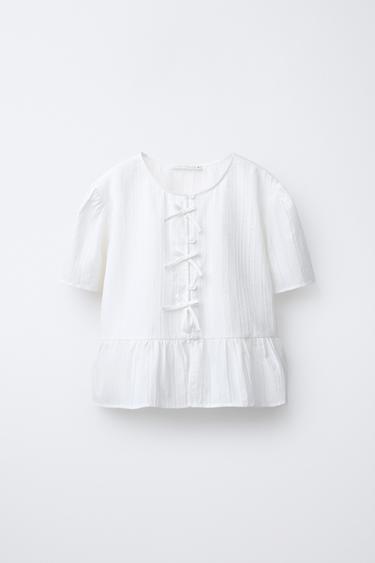 Zara BOW SHIRT - White