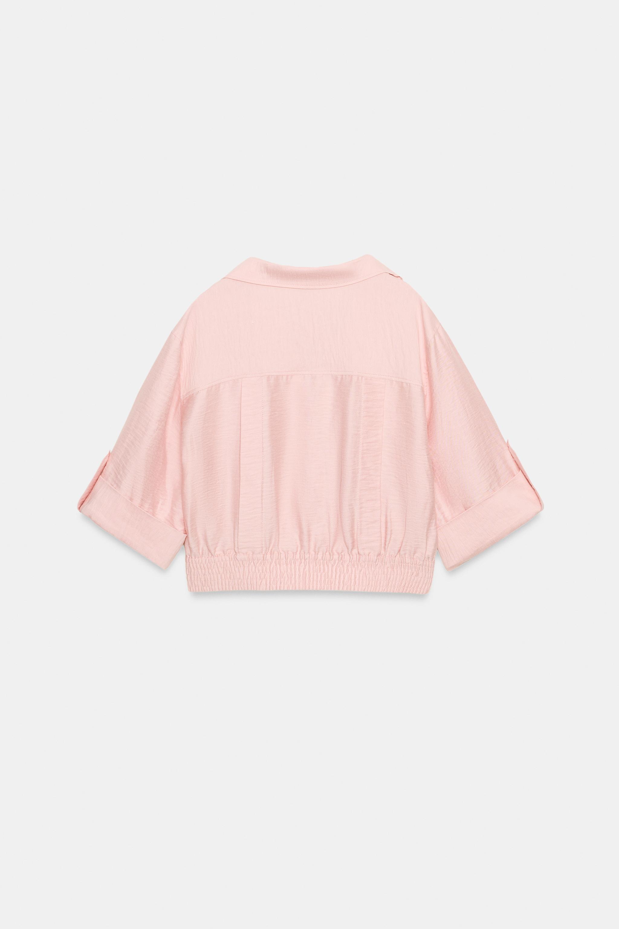 CROPPED LINEN BLEND SHIRT
