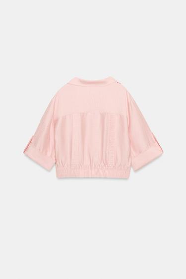 SHORT LINEN BLEND SHIRT - Beige-pink by Zara - Image 5