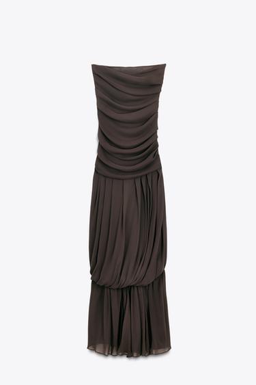 ROBE LONGUE BUSTIER DRAPÉE LIMITED EDITION - Marron de Zara - Image 3