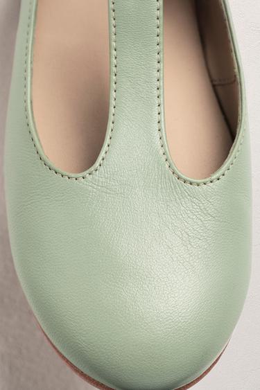 T-BAR LEATHER BALLET FLATS - LIMITED EDITION - Green by Zara - Image 8