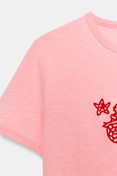 T-SHIRT MANCHES COURTES BRODERIES - Rose de Zara - Image 5