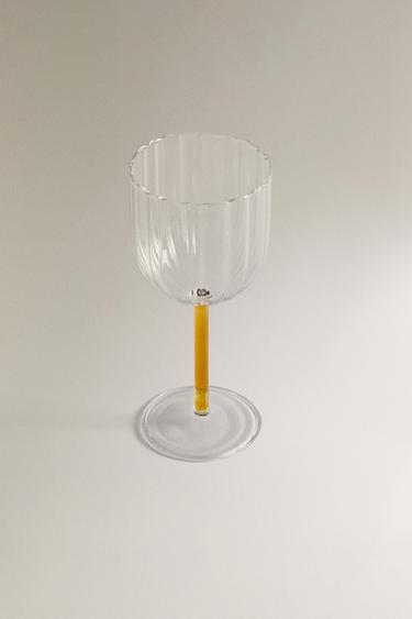 BOROSILICATE GLASS WITH COLOURED STEM - Mustard by Zara - Image 1