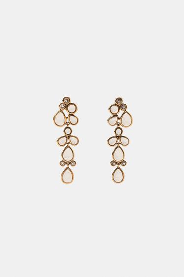 Zara CRYSTAL PIECE EARRINGS - Golden