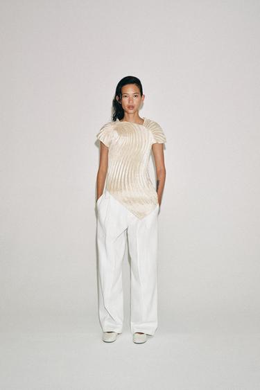Zara ZW COLLECTION PLEATED TOP - Ecru - Image 0