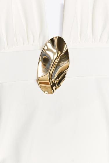 DRAPED HALTER DRESS - Oyster-white by Zara - Image 6