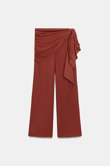 WIDE-LEG TROUSERS WITH SCARF - Terracotta by Zara - Image 0