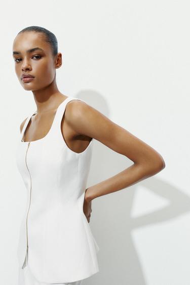 CHALECO CREMALLERA - Blanco de Zara