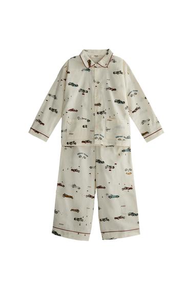 CONJUNTO DE PIJAMA INFANTIL DE FLANELA COM CÃO DE CORRIDA - Bege-claro da Zara