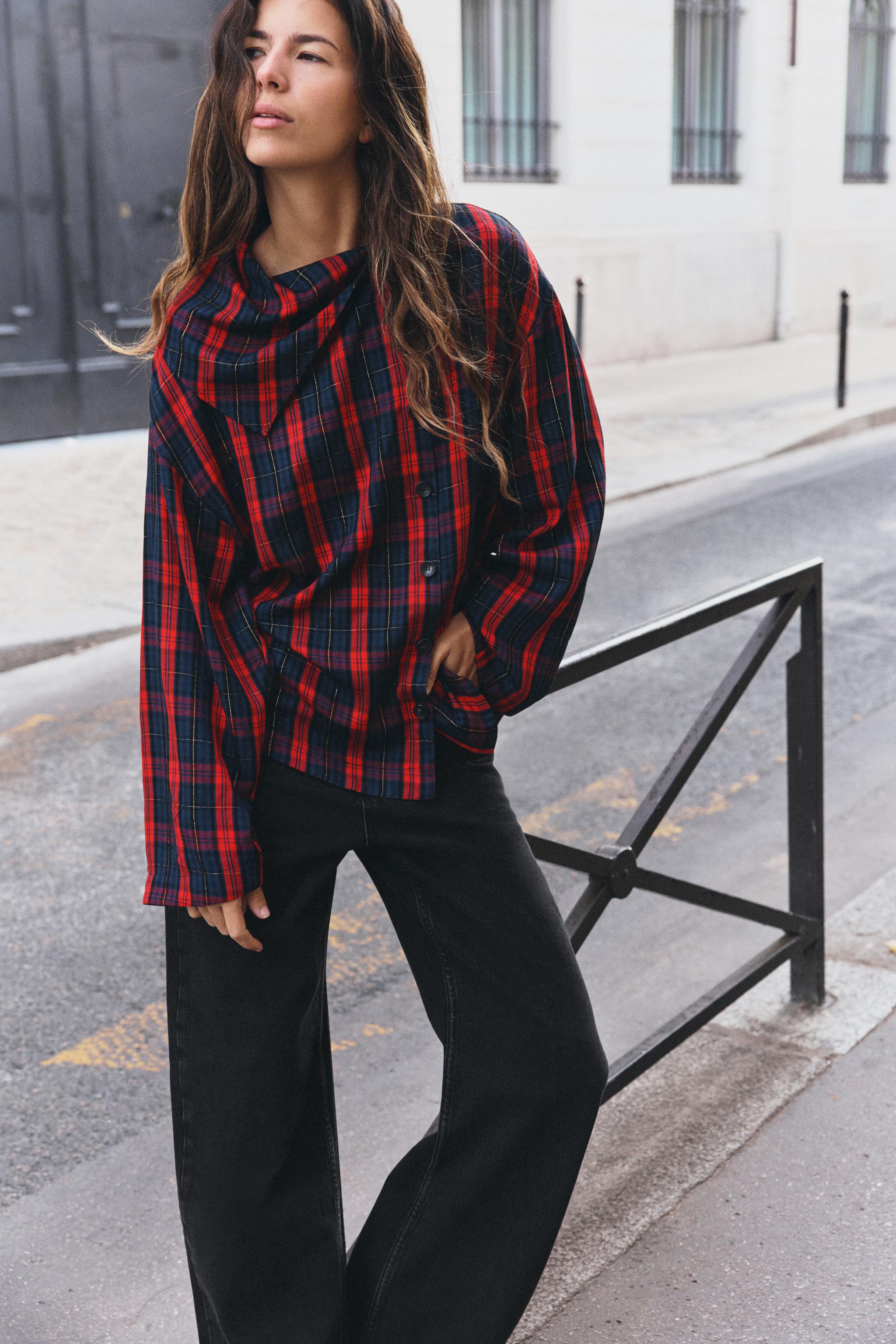 Metallic Yarn Checked Shirt by Zara