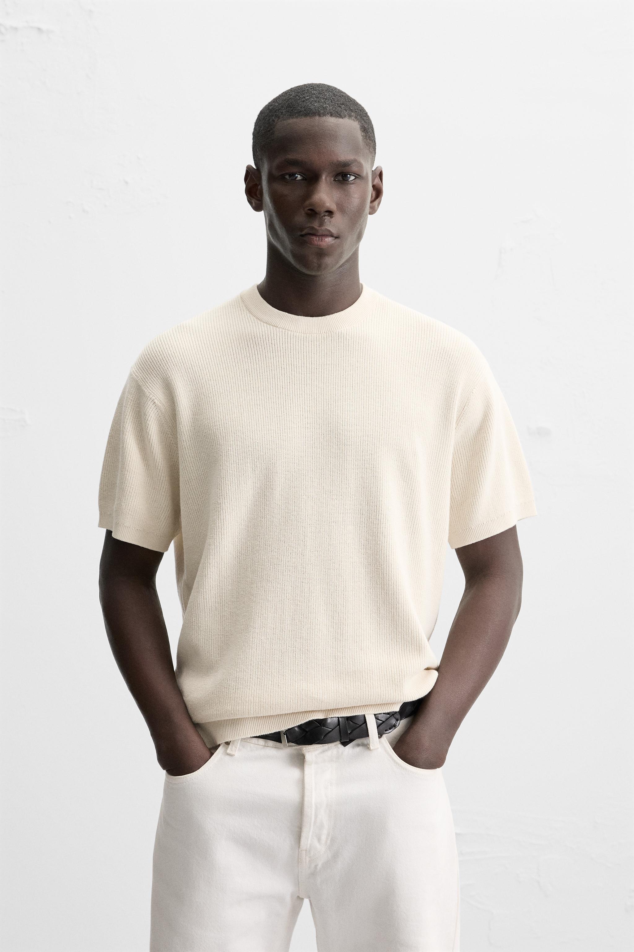 PEARL KNIT T-SHIRT - Grey marl | ZARA New Zealand