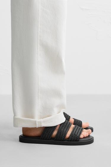 BRAIDED STRAP SANDALS - Black by Zara - Image 1