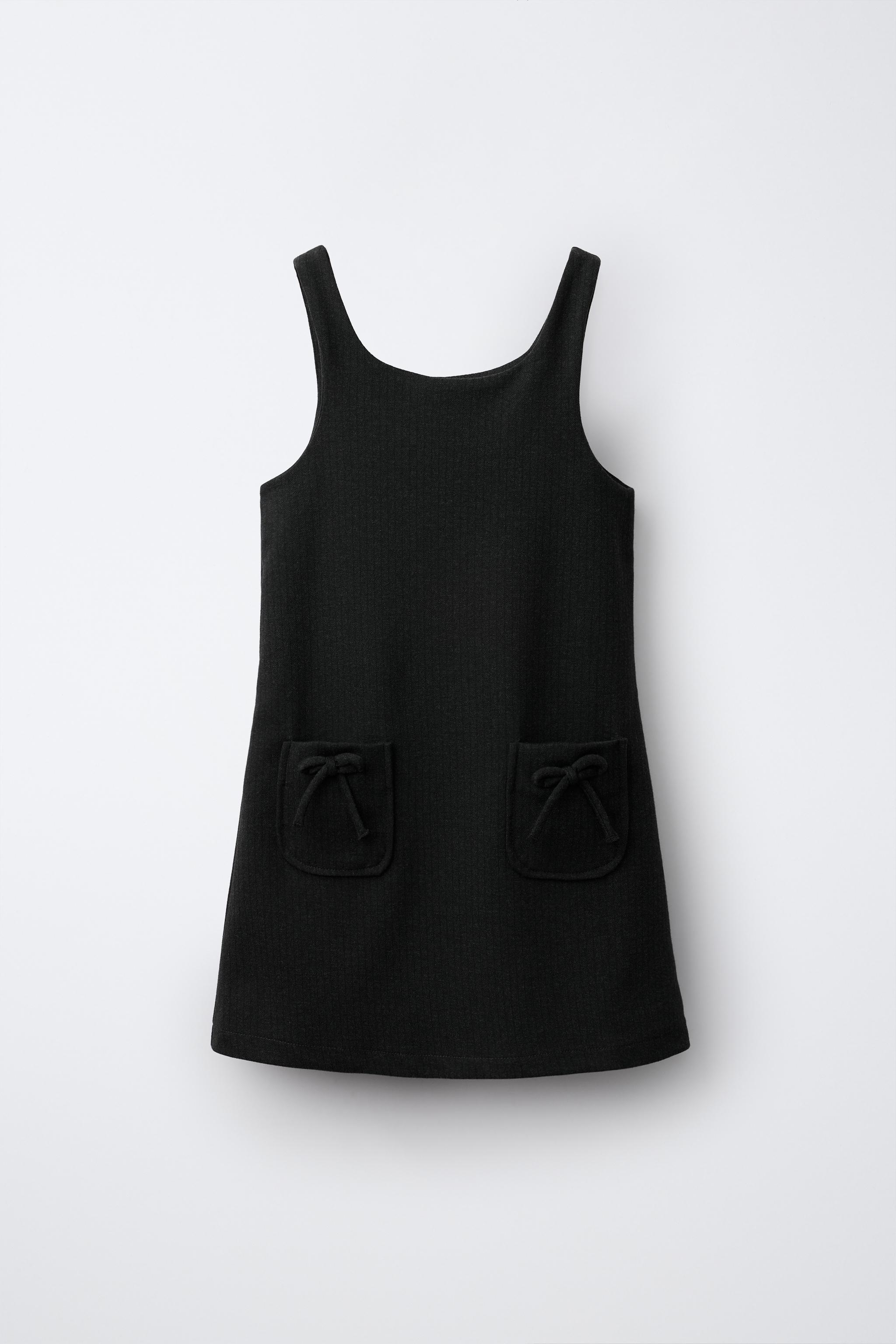 STRIPED BOW POCKET PINAFORE — Anthracite grey