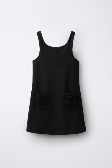 Zara STRIPED BOW POCKET PINAFORE - Anthracite grey - Image 0