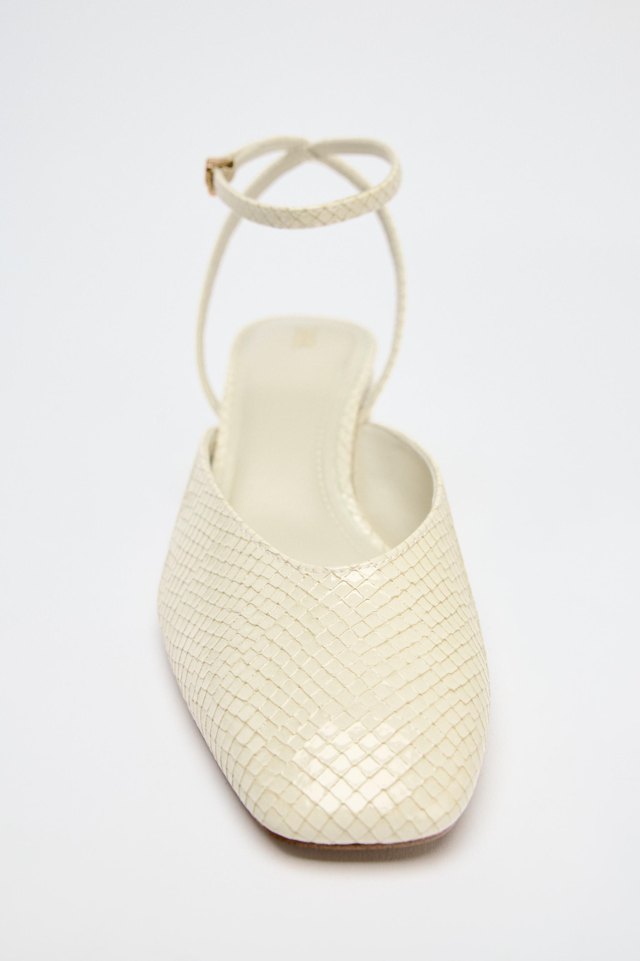 EMBOSSED BLOCK HEEL SLINGBACKS - white | ZARA United States