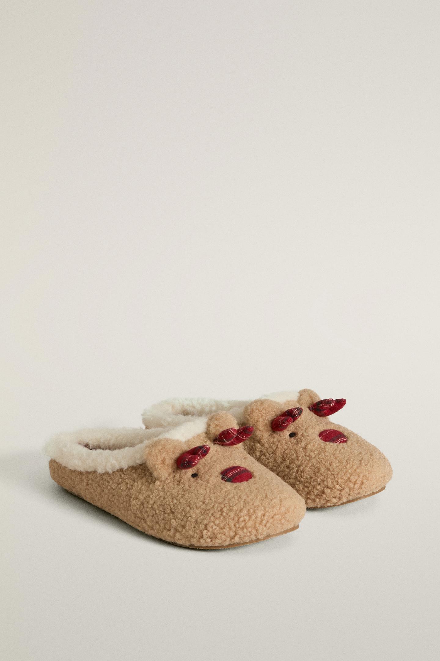 Детские сабо Zara Reindeer Christmas Mule Slippers, цвет: Коричневый — фото 2