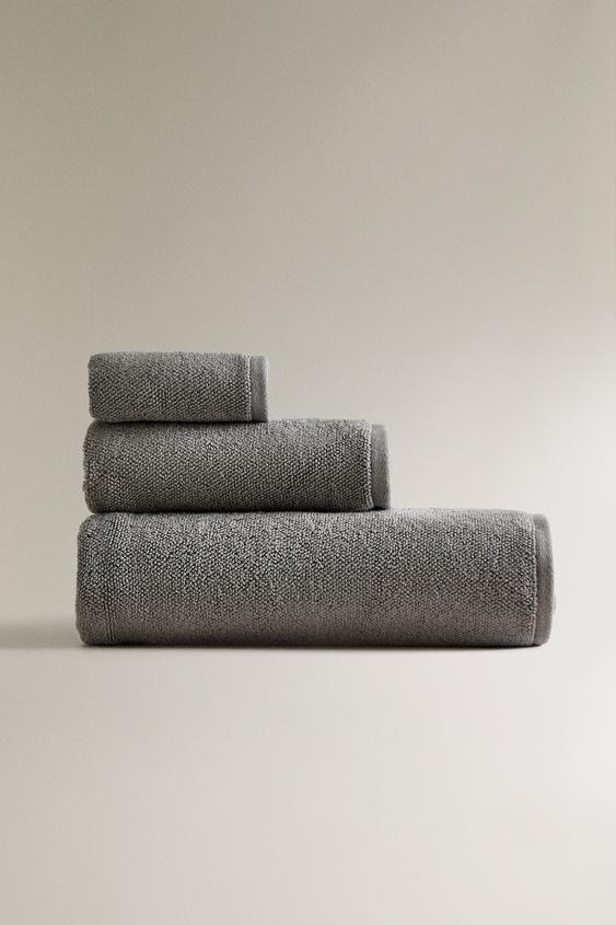 RICE STITCH COTTON BATH TOWEL - Mid-gray | ZARA United States