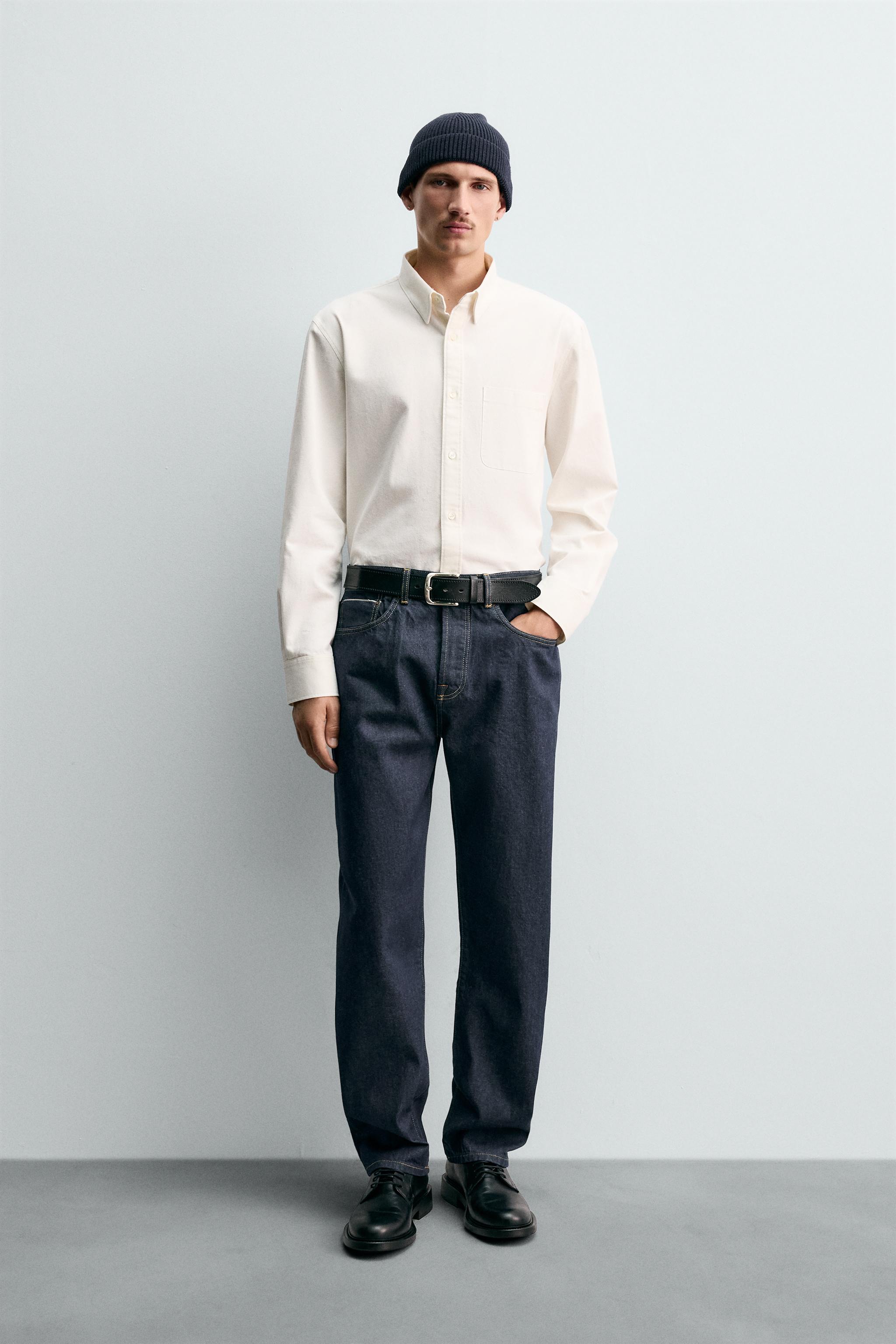 STRAIGHT ANKLE FIT SELVEDGE JEANS - Blue | ZARA South Africa