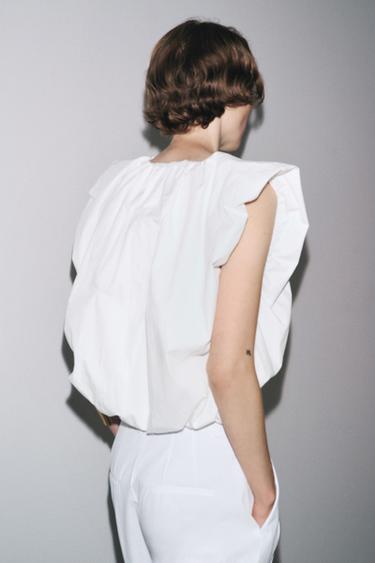 TOP BOUFFANT EN POPELINE ZW COLLECTION - Blanc de Zara - Image 2