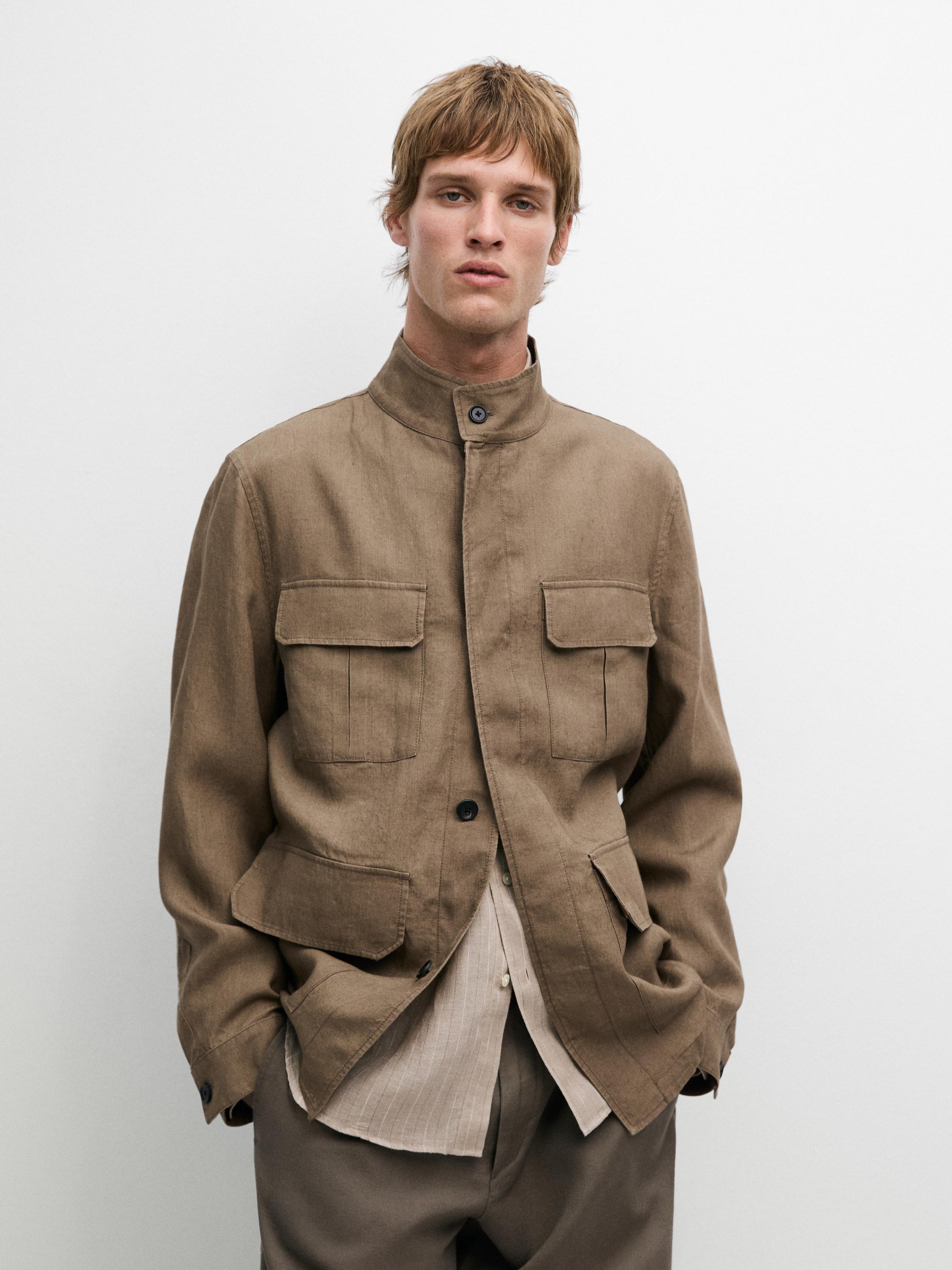 100% linen Safari jacket — taupe brown
